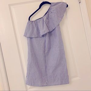 Love, Fire/BP one shoulder blue/white stripped mini dress
